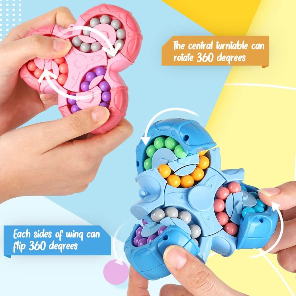 Magic Bean Rotating Cube,Creative Rotating Finger Fidget Puzzle Toy,Boys Girls Handheld Spinner Stress Anxiety Relief Ball Game Sensory Toys,Gift for Kids Ages 3 Above Christmas Birthday Easter