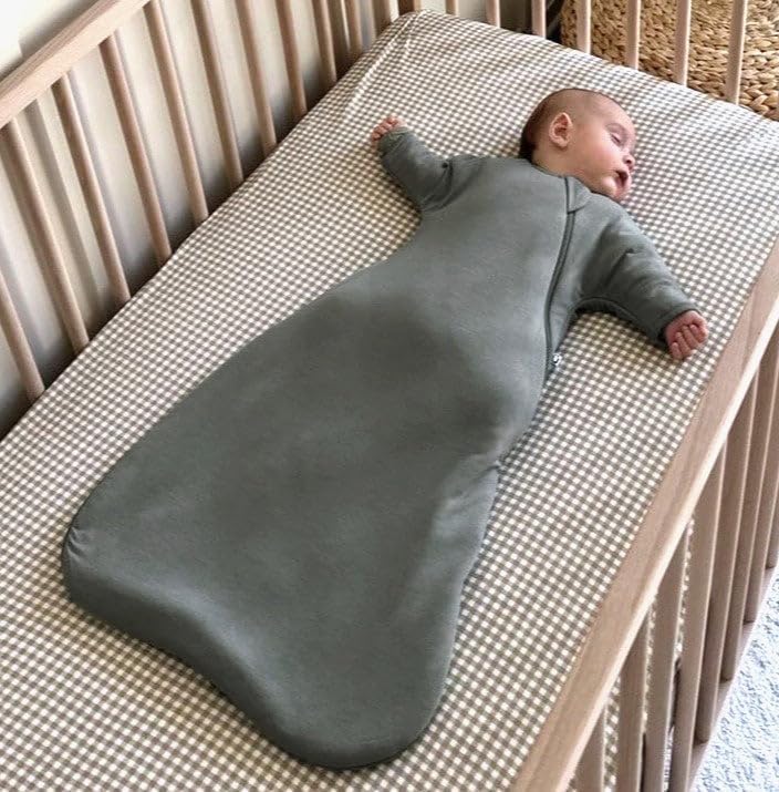GUNAMUNA Long-Sleeve Transitional Swaddle Sleep Bag 1.0 TOG – Soothes Infants 3-6 Months, Easy Diaper Changes with WONDERZiP