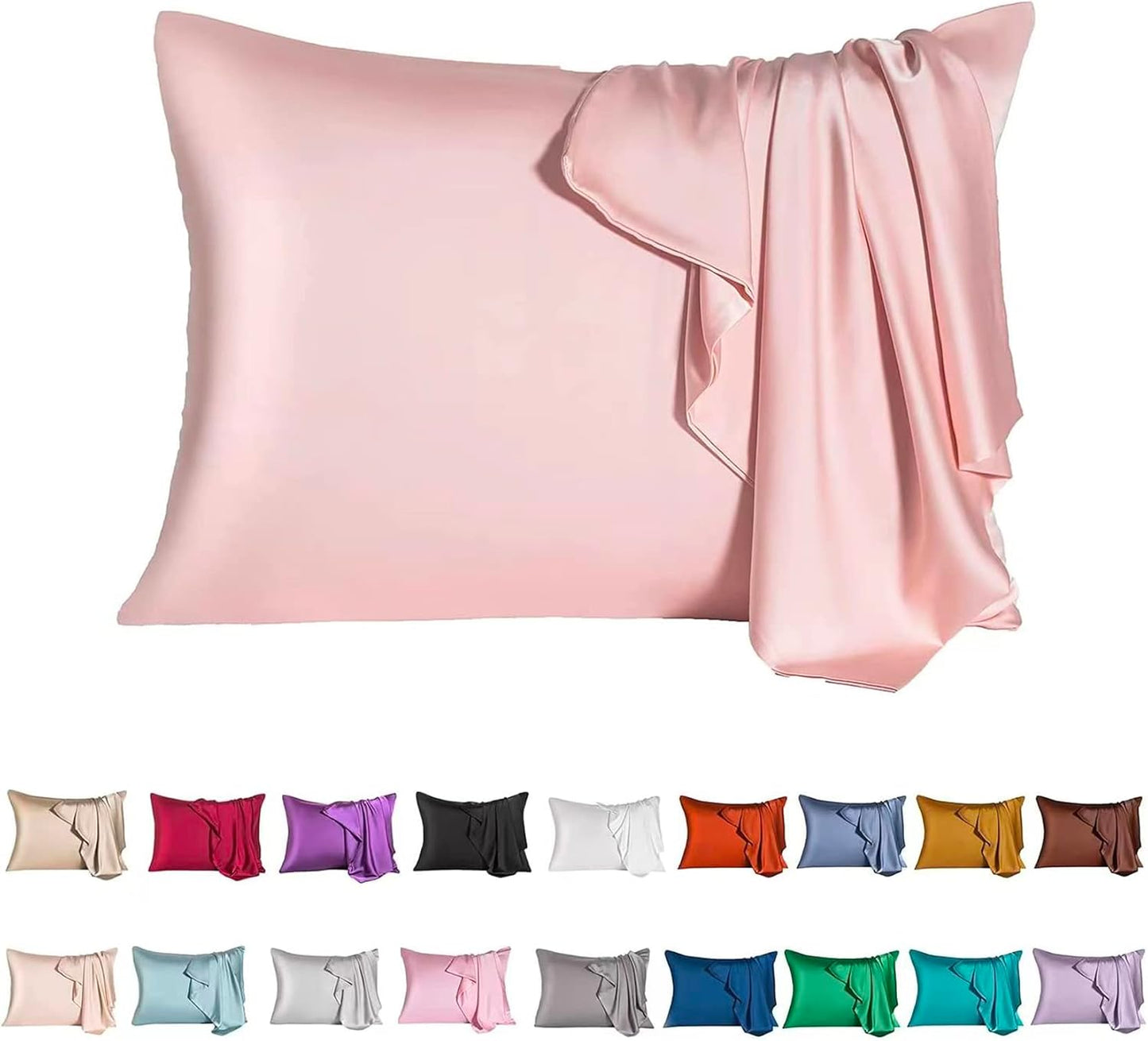 Mulberry Silk Pillowcase for Hair and Skin,King Size Cooling Silk Pillow Case with Hidden Zipper,Allergen Proof Dual Sides Soft Breathable Smooth Silk Pillow Cover for Women(King,Beige)