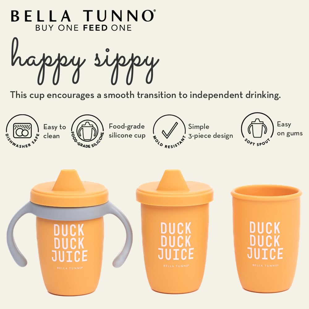 Sippy Cup by Bella Tunno, Silicone Training Cup with Transition Handles for Infants, Toddlers & Kids, Babies 6-12 Months & Toddlers 1-3 Years, Boys & Girls, Sip Sip Hooray, 8 oz