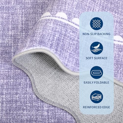 GarveeHome Scalloped Bow Rug 4x6 Washable Purple Rugs - Image 6