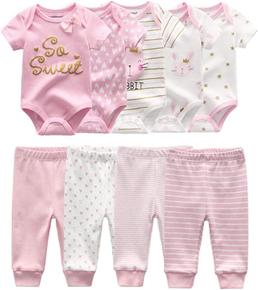 Kiddiezoom Unisex Newborn Baby Short-Sleeve Bodysuit Baby Layette Essentials Giftset Clothing Set