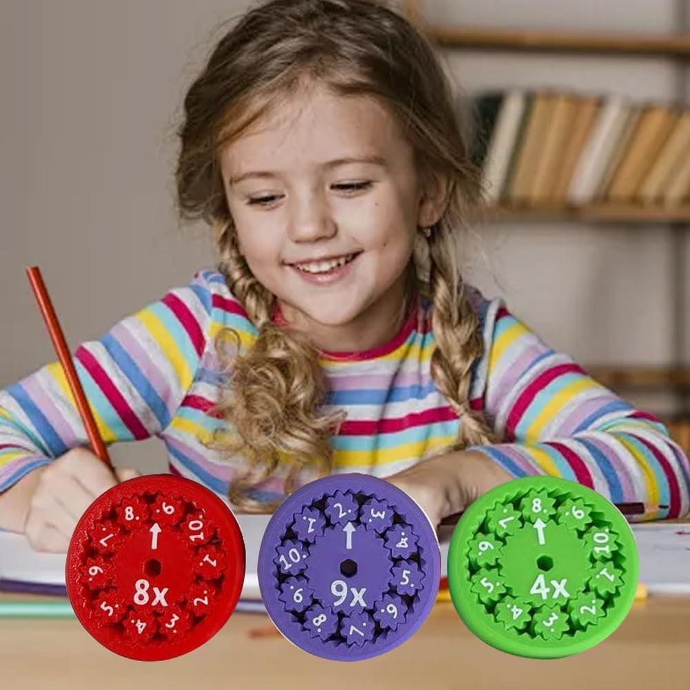 Math Fact Fidget Spinner, Dual Function for Division & Multiplication, Ideal for Classroom and Home Use-9PCS