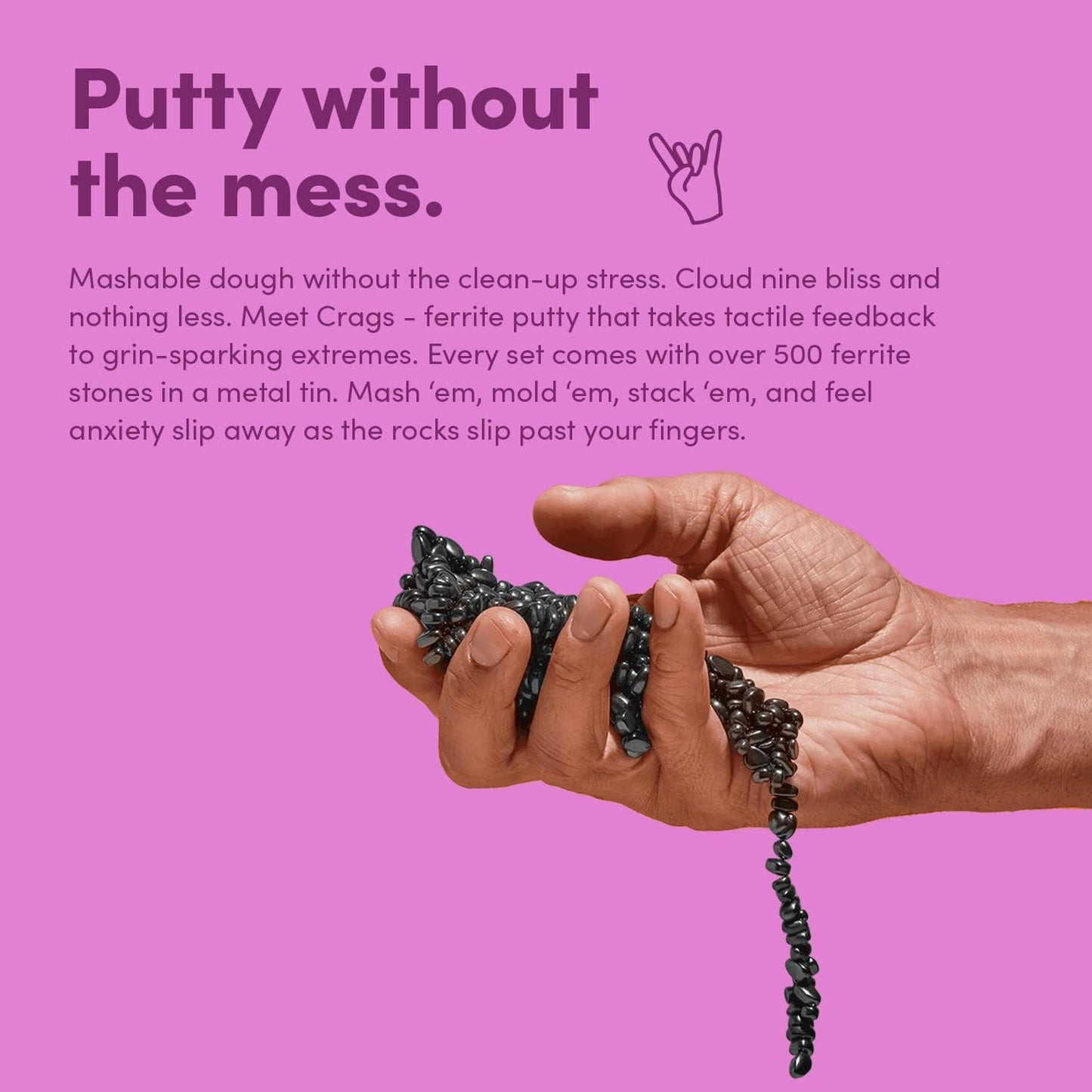 Speks Crags Ferrite Putty | Over 500 Smooth Ferrite Stones in a Metal Tin | Fun Quiet Fidget Toys for Adults and ADHD Desk Toys for Office | Vitality, Medium