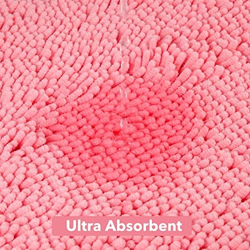 Yeaban Chenille Pink Bathroom Runner Rug 24"x60" - Image 4