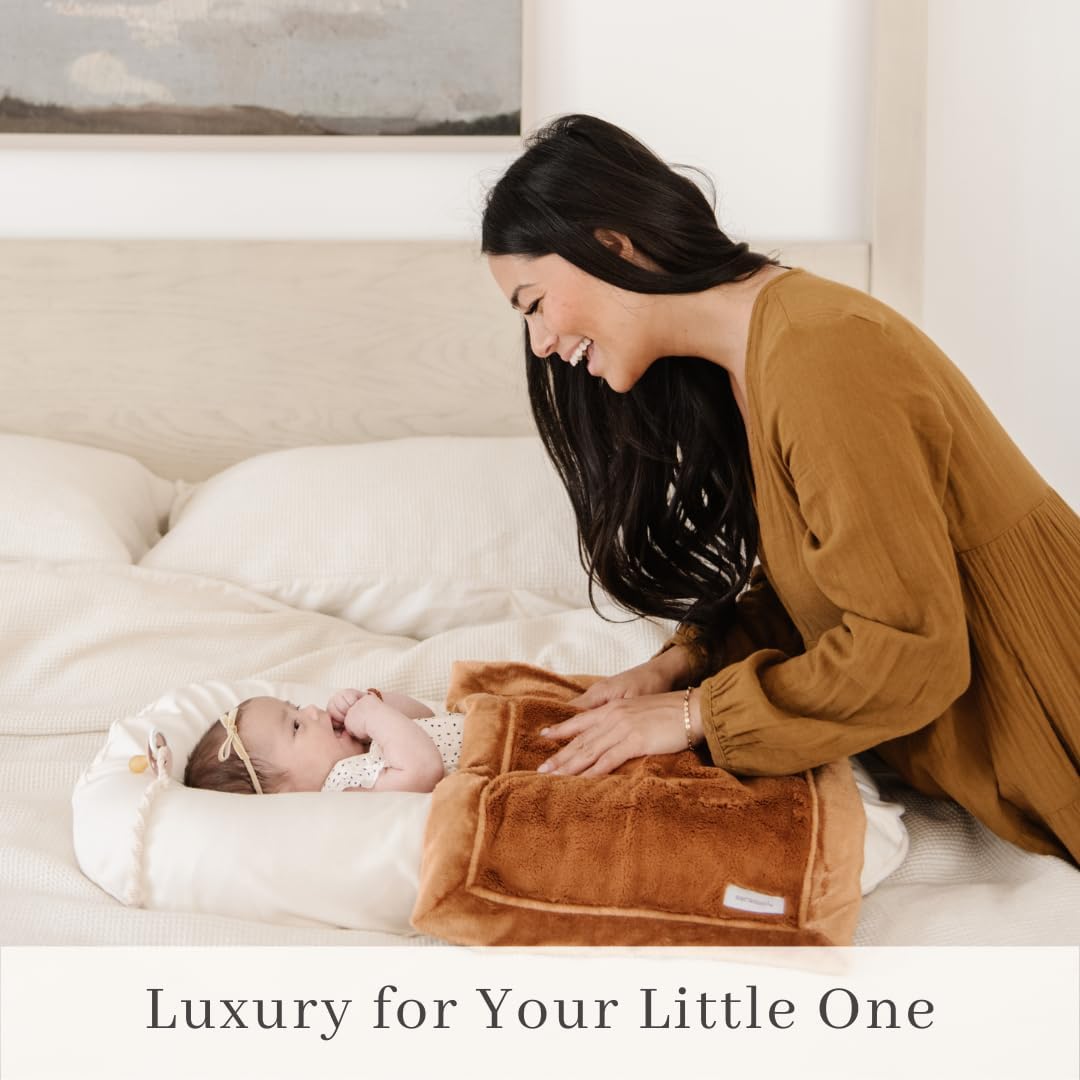 SARANONI Security Blankets for Babies Super Soft Boutique Quality Lush Luxury Baby Blanket (Mini 15" x 20", Camel)