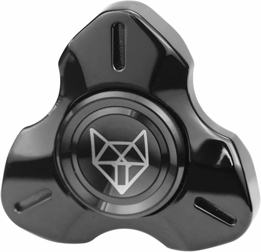 FREELOVE Metal Fidget Spinner, Stainless Steel Heavy, Long Spinning Toys, Cool Silent, Small Mini 2nd Fox Figette Spiner for Adults Men Anxiety, Quiet Bearing, Black