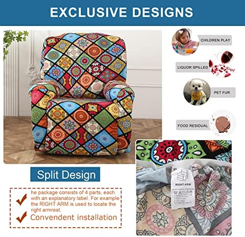 NILUOH Stretch Recliner Covers 4 Piece, Non-Slip Lazy Boy Chair Covers - Image 4