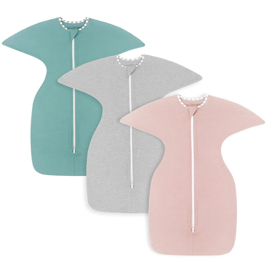 PuppyPaws Baby Sleep Sack 3-Pack Set, Transitional Swaddle, Sleep Sack 6-9 Months, Wearable Blanket Baby with 2-Way Zipper Summer, 95% Rayon derived from Bamboo, 5% Spandex