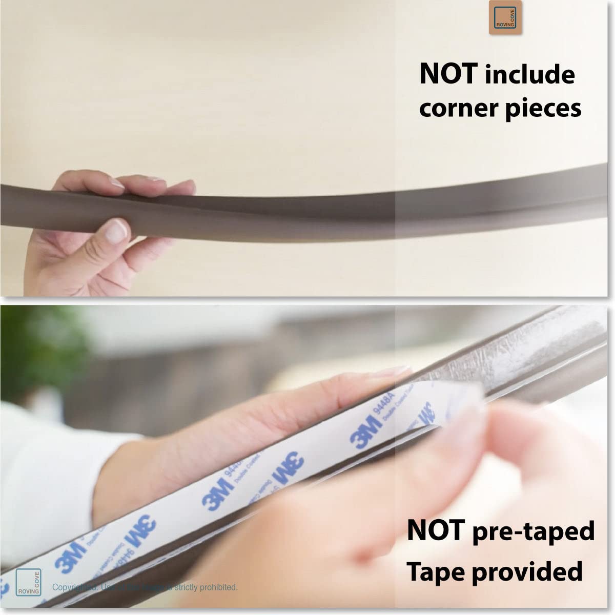Roving Cove HeftyFit Edge Protector for Baby Proofing (9ft Large Edge Only), Heavy-Duty Soft Rubber Foam Furniture Edge Bumper Guards, Desk Edge Cushion, Wall Corner Covers, 3M Adhesive, Coffee Brown