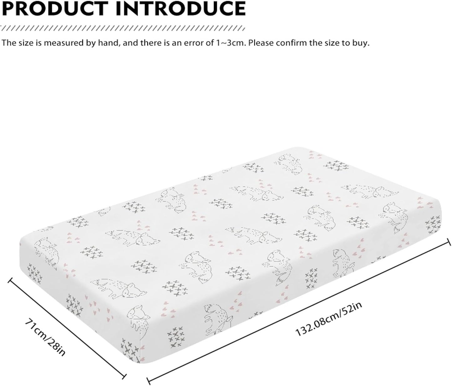 Little Fox and Heart Fitted Crib Sheet Animals Baby Crib Sheet Fit Standard Crib and Toddler Mattress,Crib Mattress Sheets for Boys Girls 28"x52"