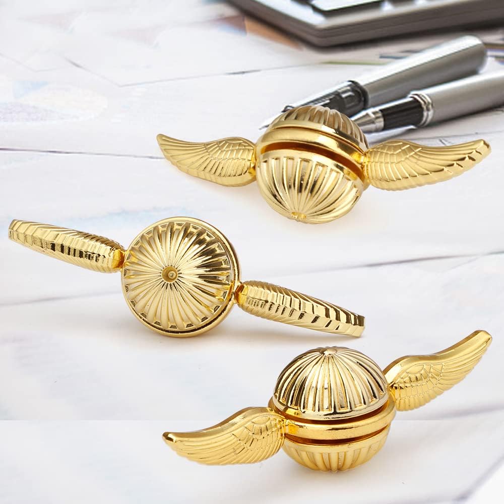 Fidget Hand Spinner Toy for Kids Adults, Sensory Orb Gift for Boys Girls, Ideal Finger Toy for Decoration Collection, Cool Metal Sensory Fidget Gyro Toy(Golden)