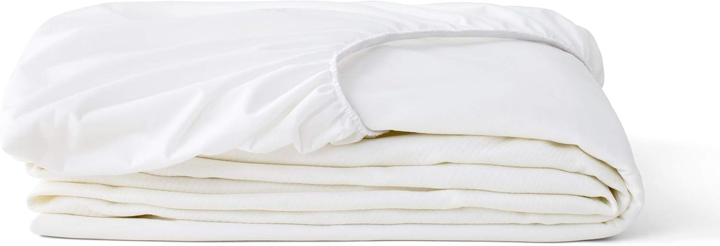 Tuft & Needle Queen Mattress Protector - Waterproof, Liquid-Proof, Sleeps Quiet, Fitted Sheet Style, Soft and Comfortable, White