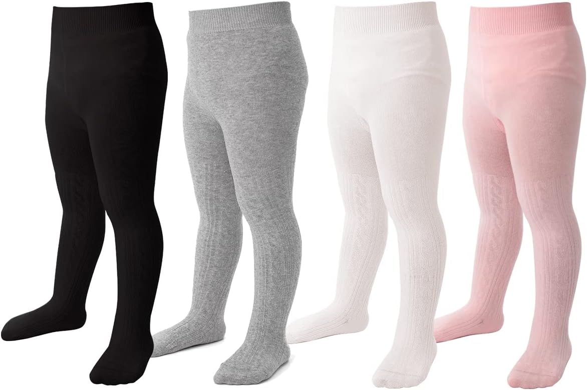 Marchare Baby Girls Tights Thick Solid Cable Knit Leggings Winter Warm Stockings For Toddler Girls 1/2/3/4/5 Pack
