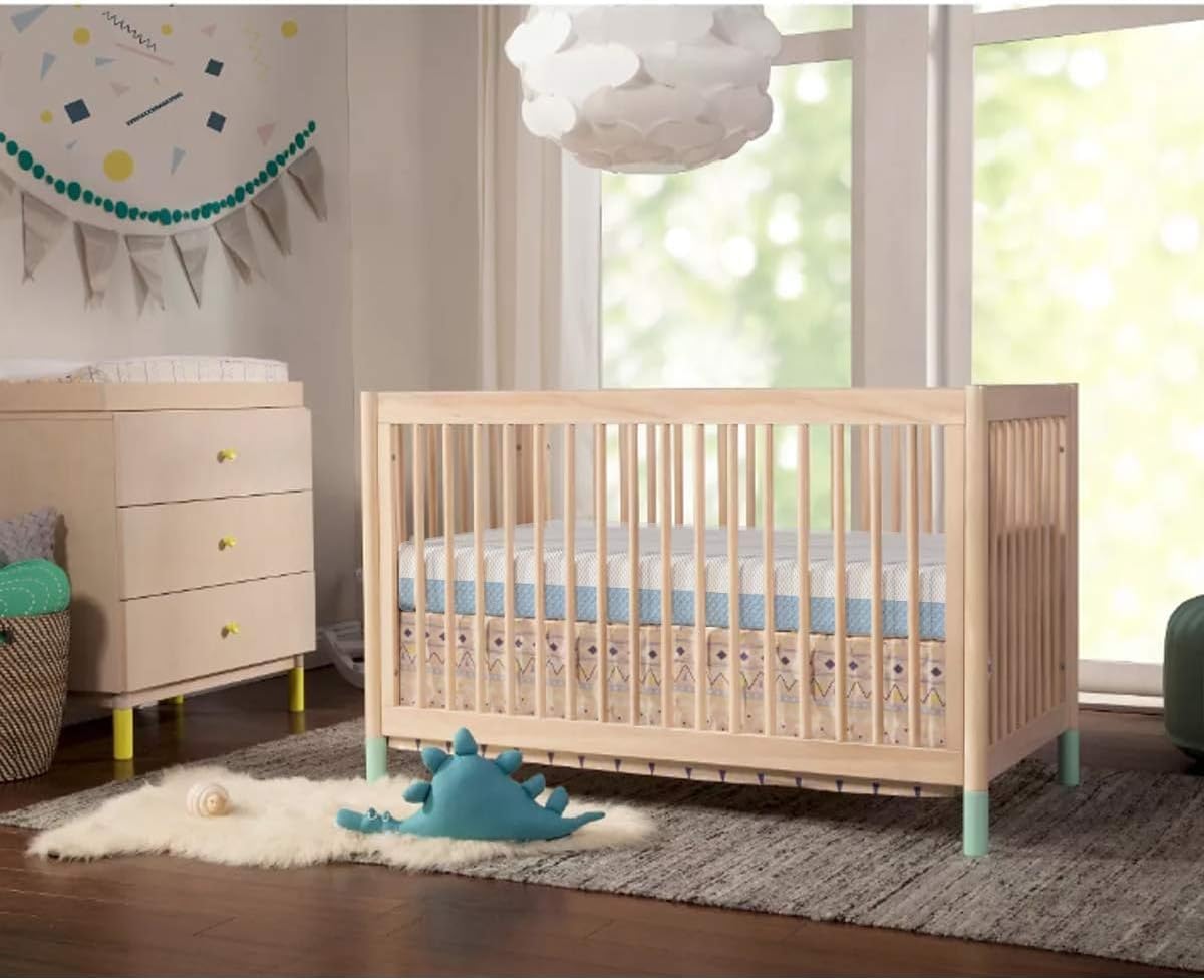 Crib Mattress, Dual Sided Comfort Memory Foam Toddler Bed Mattress, Triple-Layer Breathable Premium Baby Mattresses for Infant and Toddler w/Removable Outer Cover - White&Blue