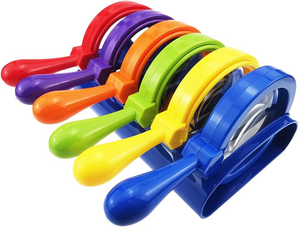 Kids Jumbo Magnifying Glass with Stand- 6 Pieces,Ages 3+, Easy Grasp Primary Science Magnifiers with Stand,Science Classroom Accessories, Teacher Supplies, Observation Toys for Kids