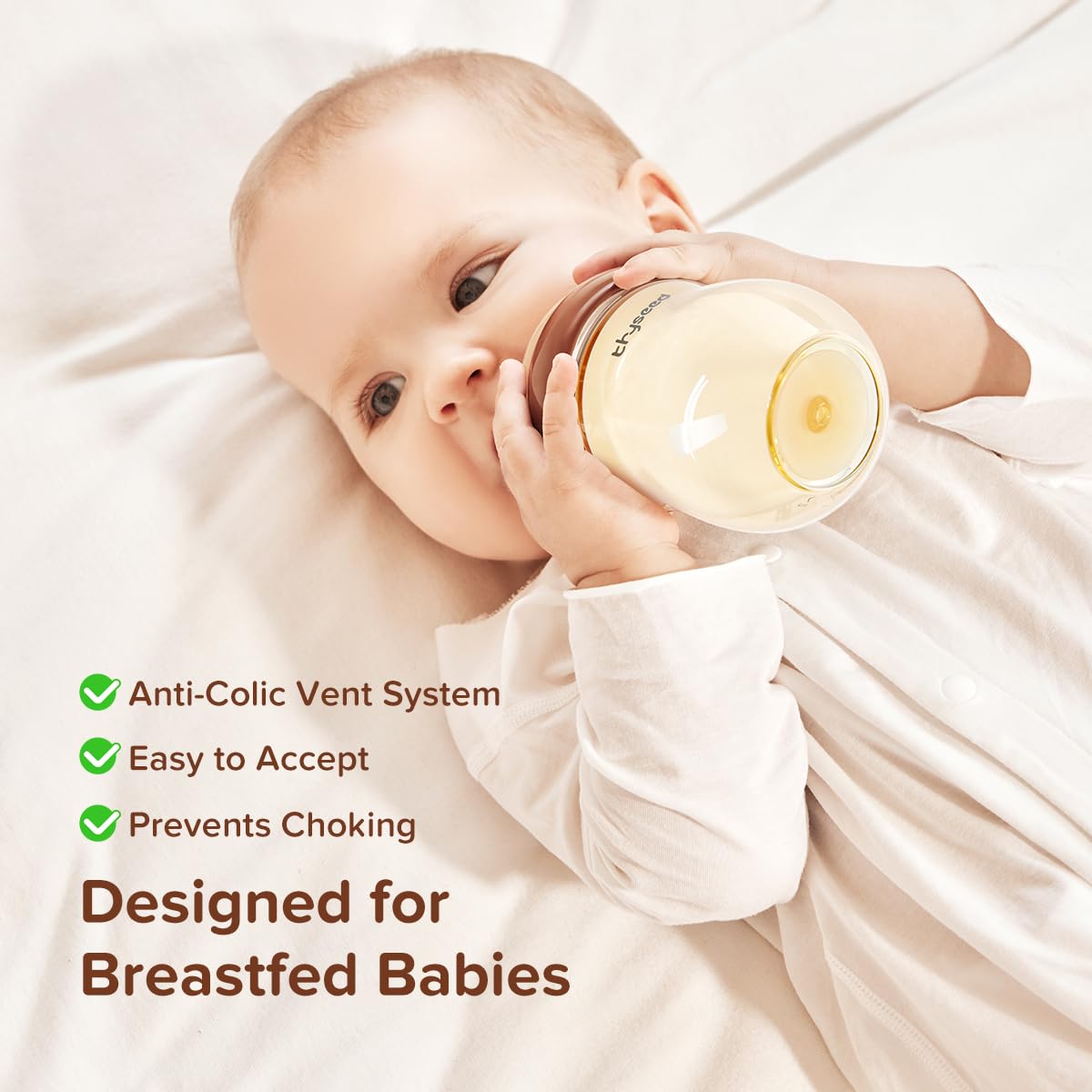 PPSU Natural Anti-Colic Baby Bottles | Newborn Breast Like Nursing Bottle for Breastfed Babies with Nipple(0-1 Months),5oz,1pack