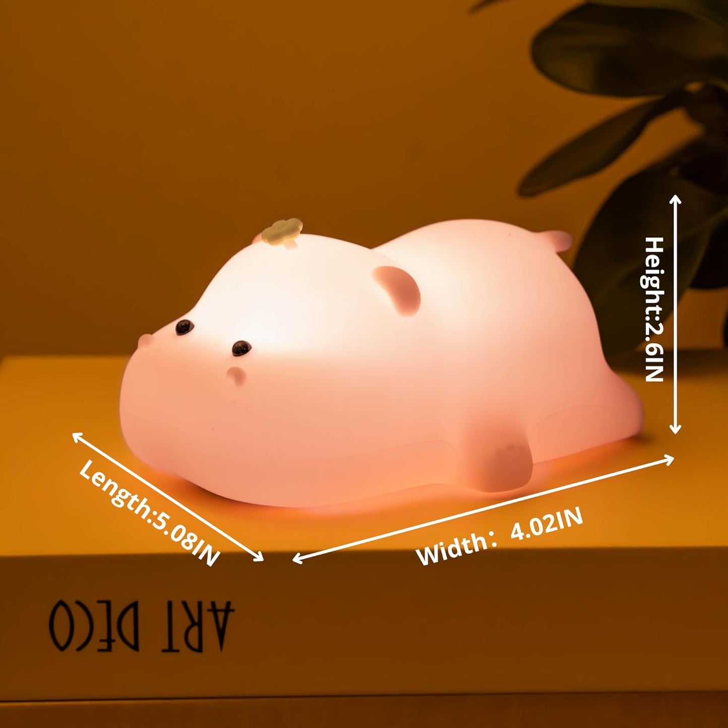 Kids Night Light Cute Hippo Night Lamp with 3 Speed Adjustable Light Soft Silicone Nursery Night Lights with USB Rechargeable for Baby Night Lamp with Touch Sensor Room Decor Cute Gifts for Kids