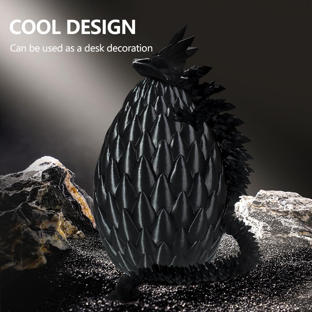 Dragon Eggs with Dragon Inside, 16.5 Inch Large 3D Printed Dragon Egg Articulated Dragon Crystal Dragon Executive Desk Toys Fidget Toy for Autism/ADHD (Green, only dragon)