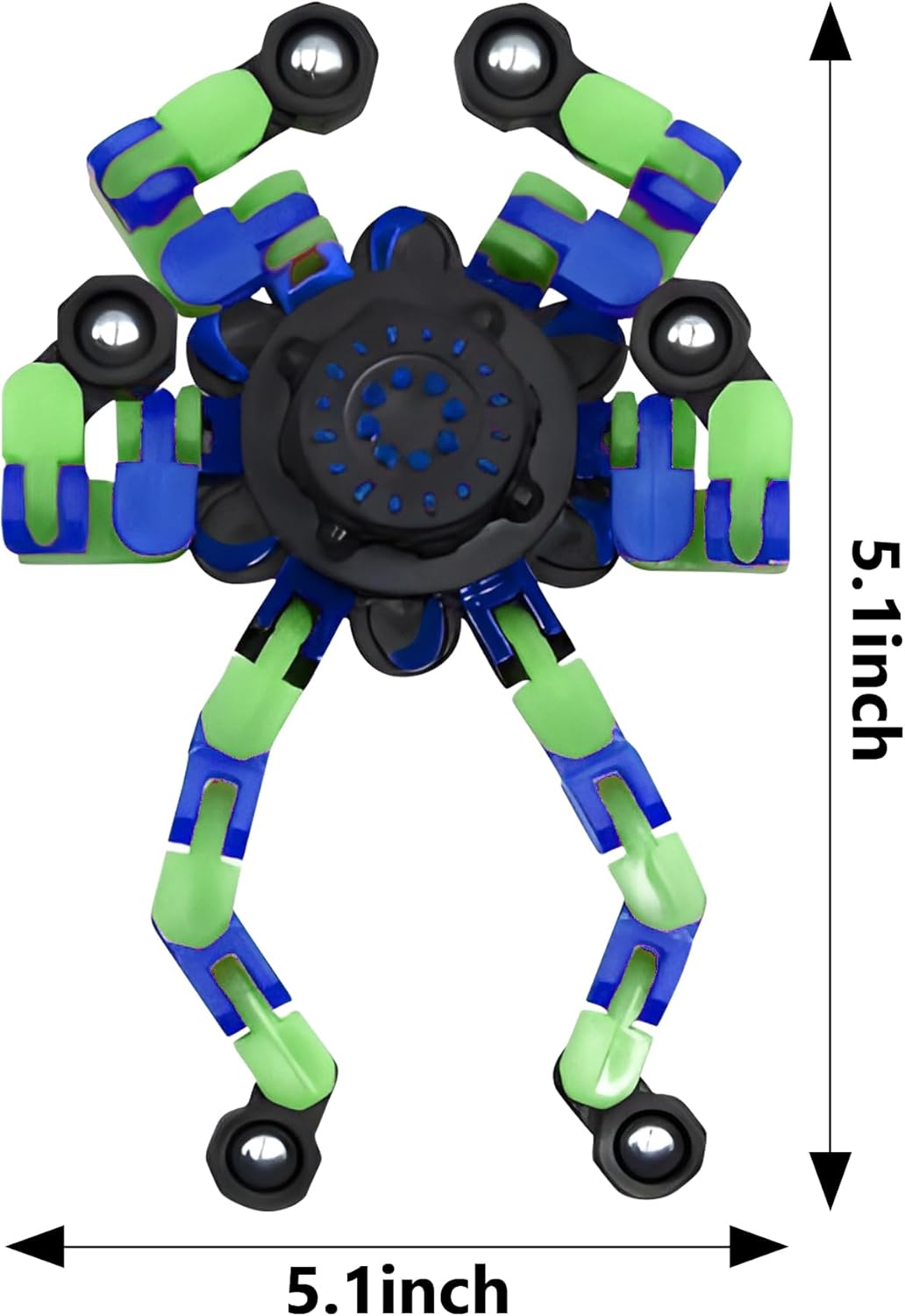 Fidget Spinners, DIY Transformable Chain Robot Finger Spinner, Glow in The Dark Deformable Creative Mechanical Gyro Toy Stress Relief Toy Fidget Fingertip Toy for Kids and Adults (4 Pack)
