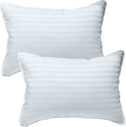kinder Fluff Toddler Pillows for Bed (2X) - The Only Kids Pillow 300T Cotton Shell & Down Alternative Fill - Travel Pillow for Children Bedding Set Sleeping Pillow Floor Bed Pillows (14x20in - White)