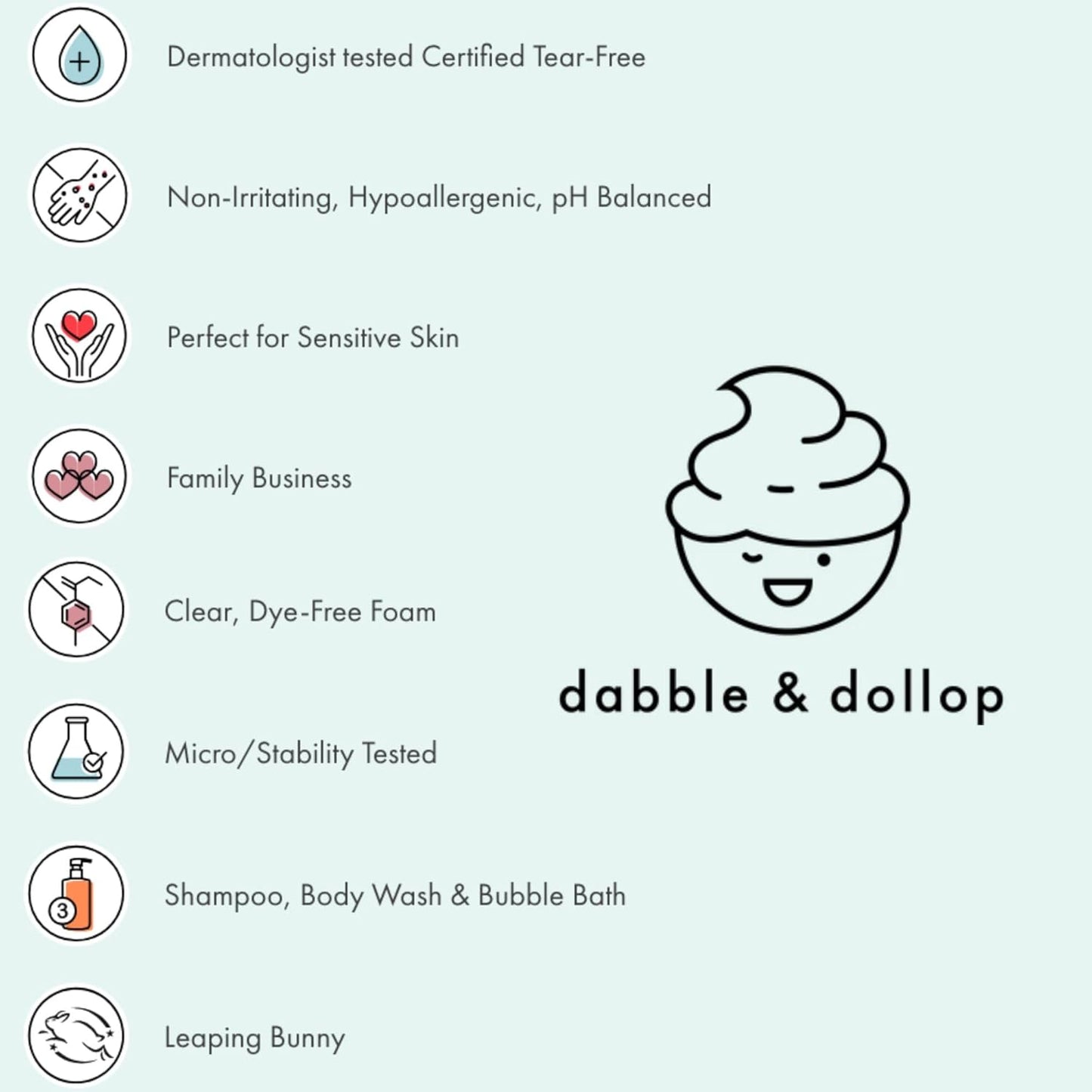 Dabble & Dollop Beachy Bundle, Natural Bubble Bath, Body Wash, Shampoo for Kids, USA-Made, Paraben & Sulfate Free, Vegan, Gluten-Free, Tear-Free, Honeydew Melon, Vanilla & Coconut (Set of 3)