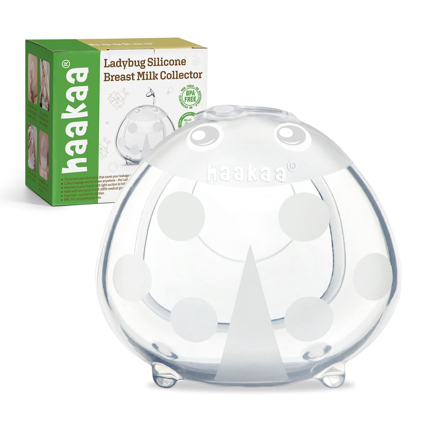 haakaa Ladybug Silicone Breast Milk Collector - Breast Shells Nursing Cup for Breastfeeding, Protect Sore Nipples, Extra-Soft and Reusable, 2.5oz/75ml, 1PC