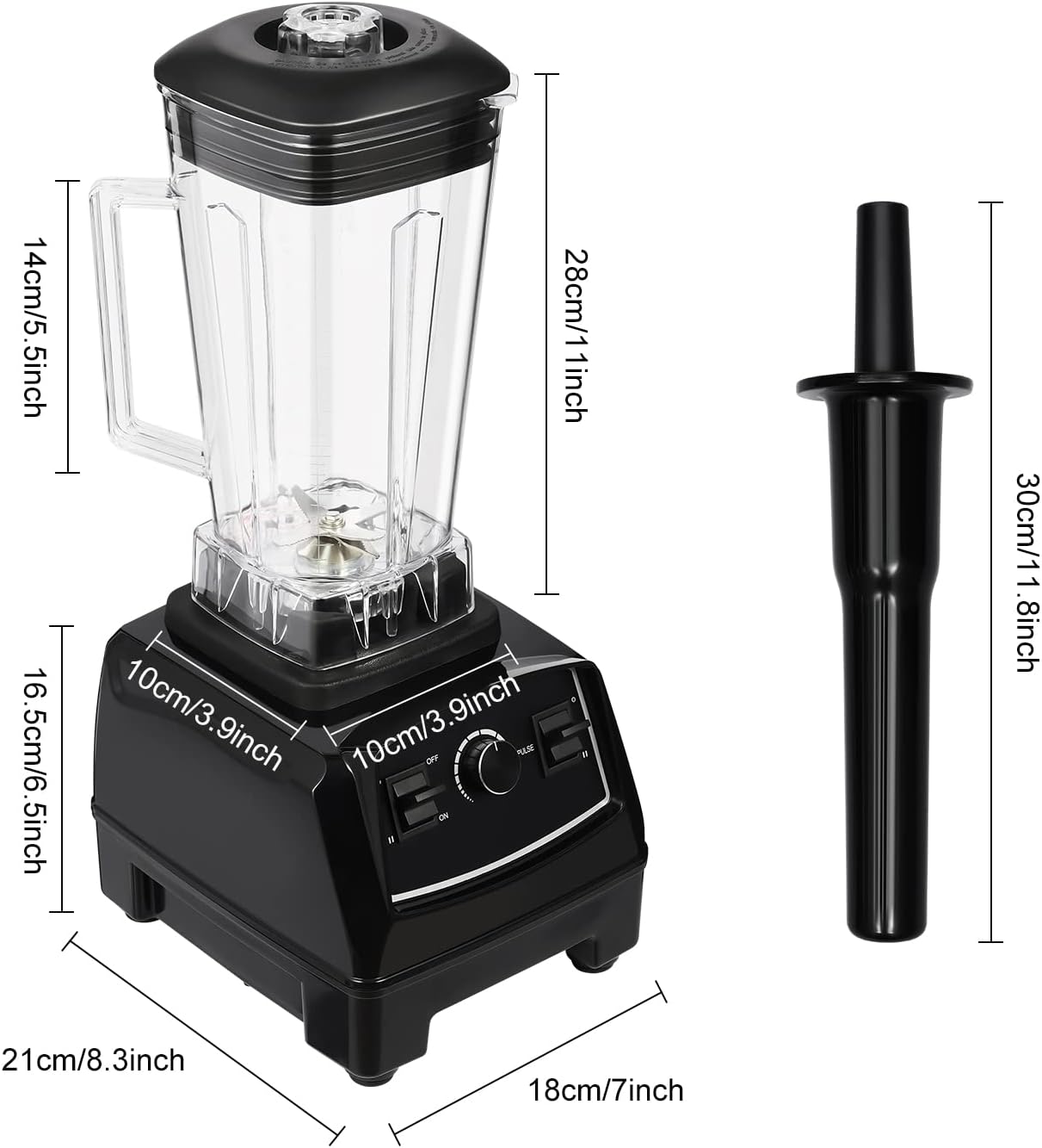 Blender 2L Automatic Smoothie Mixer Baby Food Blender 68oz Fruit Vegetables Juicer 2200W High-Speed Blender Tabletop Soundproof Milkshake Maker (Black)