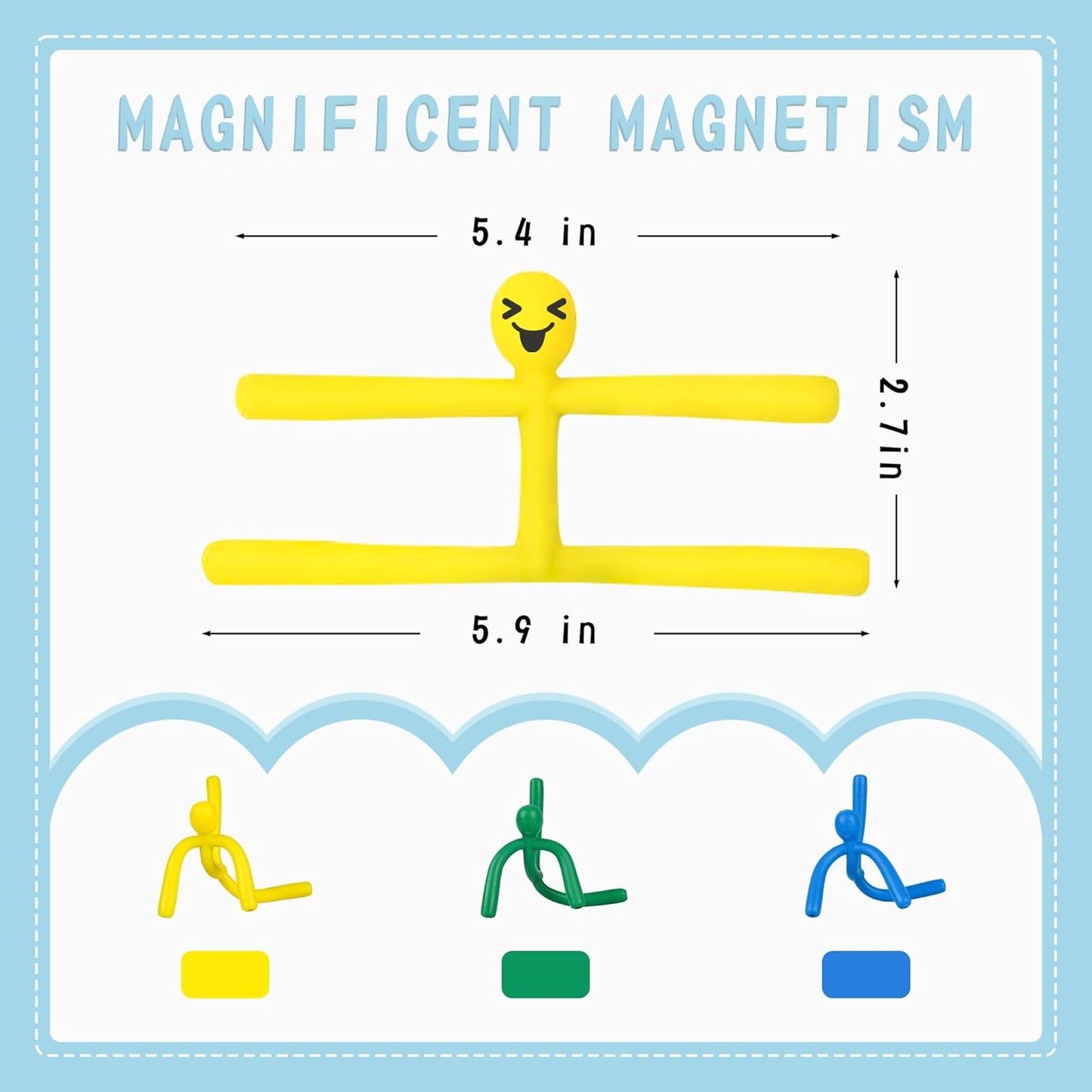 Funny Magnetic Men Toy Sets, Novelty Fidget Toys for Kids Adults, Colorful Shape-Changing Suction Cup Toys, Multipurpose Toys for Stress Relief, Travel, Office Desk, Fridge (Blue)