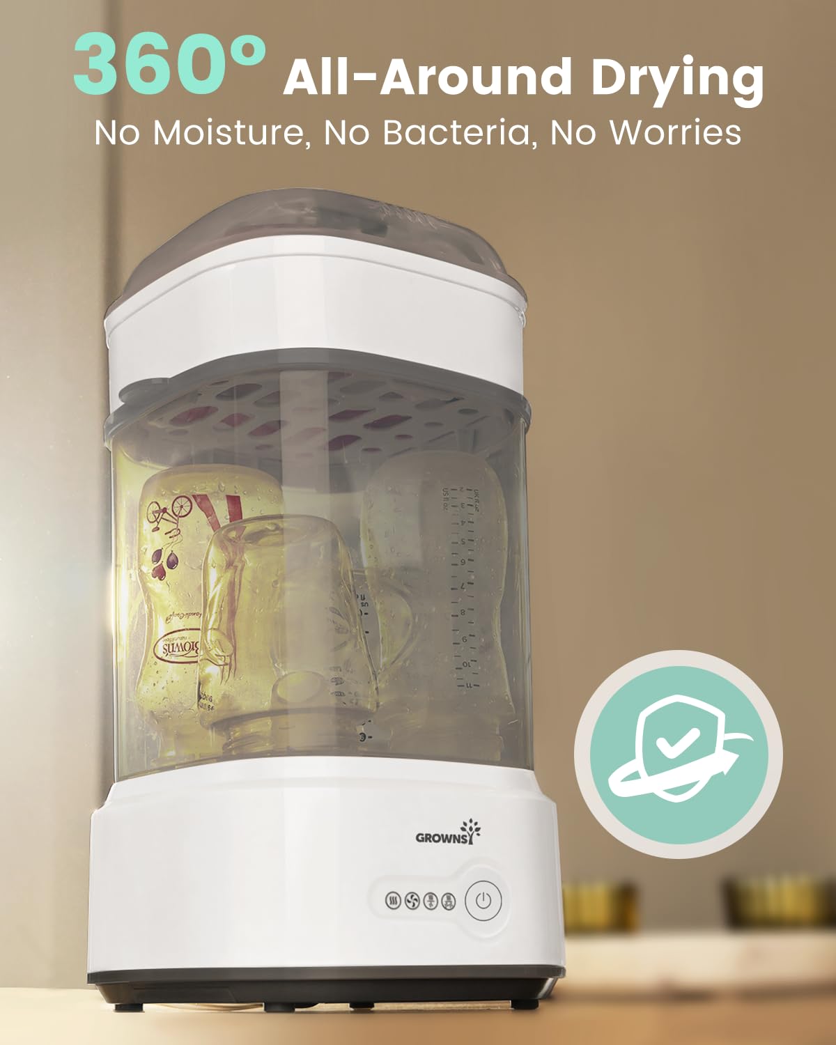 Bottle Sterilizer and Dryer, Compact Electric Steam Baby Bottle Sterilizer (Esterilizador de Biberones), Bottle Sanitizer for Baby Bottles, Pacifiers, Pump Parts Black