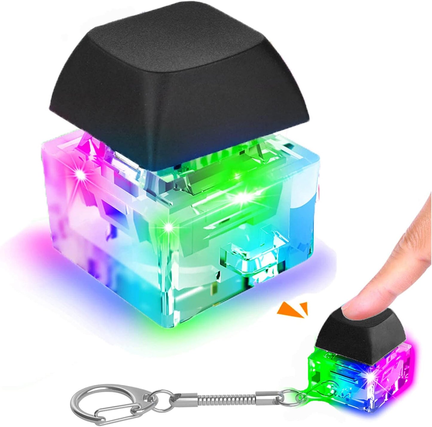 Keyboard Fidget Toys, Keyboard Fidget Keychain Keyboard Decompression Toys Keyboard Fidget Toy Button Stress Relief Gifts for Adult and Kids,Finger Clicker Toys,ADHD Toy,Cool Fidgets(LED Light-Black)
