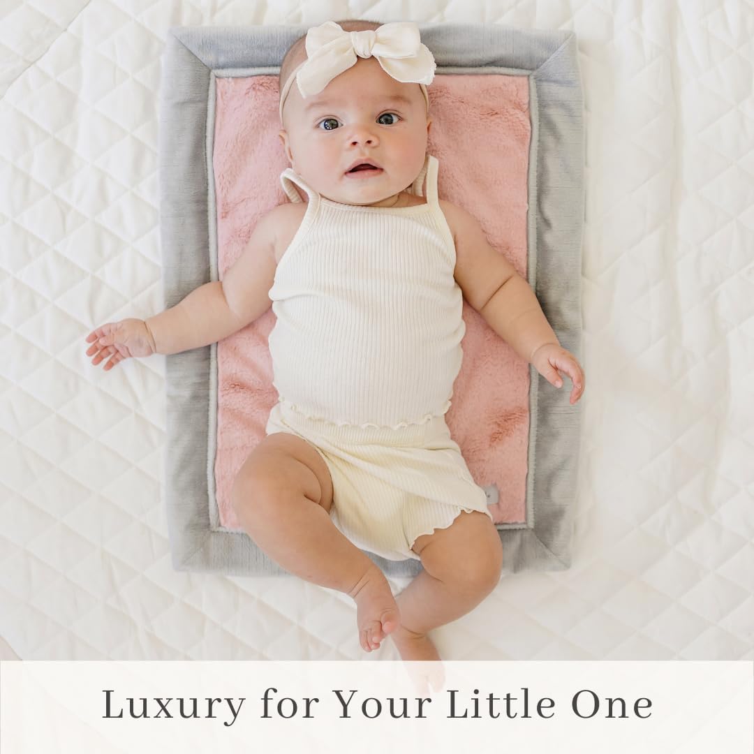 SARANONI Security Blankets for Babies Super Soft Boutique Quality Lush Luxury (Mini 15" x 20", Light Pink/Gray)