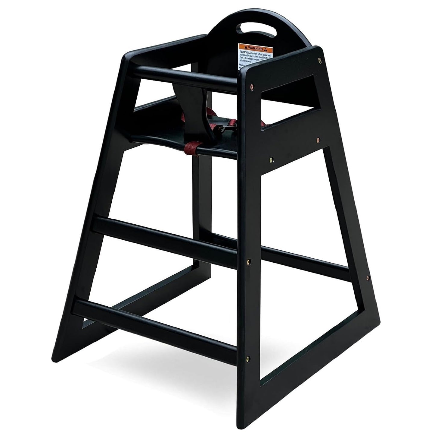 Wooden High Chair for Baby & Toddler – Restaurant-Style Stackable HighChair with Commercial Grade Solid Wood for Dining Table & Kitchen – Compact & Portable Design for Home & Restaurant Use - Black