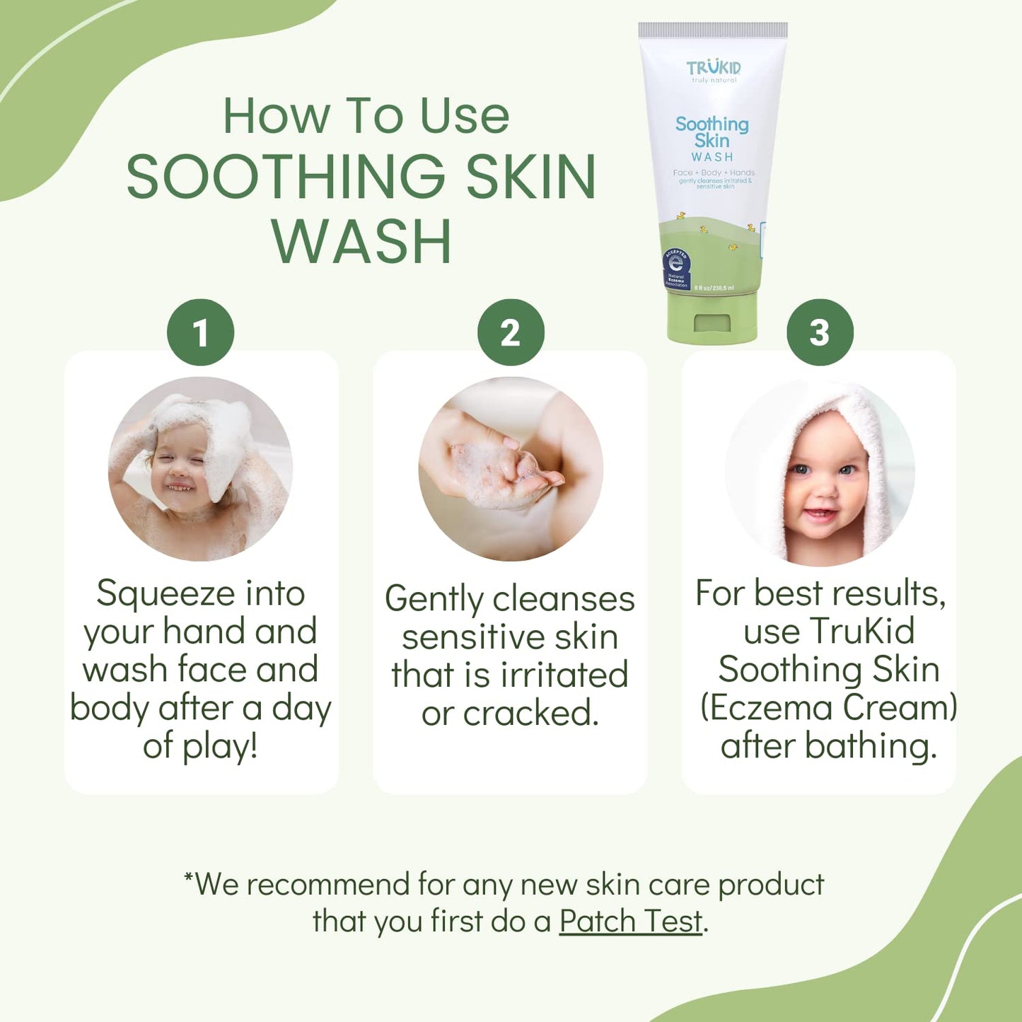 TruKid Kids Body Wash – Natural, Unscented Face, Body & Hand Wash for Sensitive Skin - NEA-Accepted for Eczema – Dermatologist Tested, Non-Toxic, Tear-Free Baby Bath Essential, 8 fl oz
