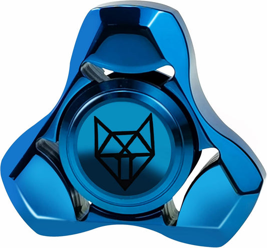FREELOVE Metal Fidget Spinner, Stainless Steel Heavy, Long Spinning Toys, Cool Silent, Small Mini Fox Figette Spiner for Adults Men Anxiety, Quiet Bearing, Blue