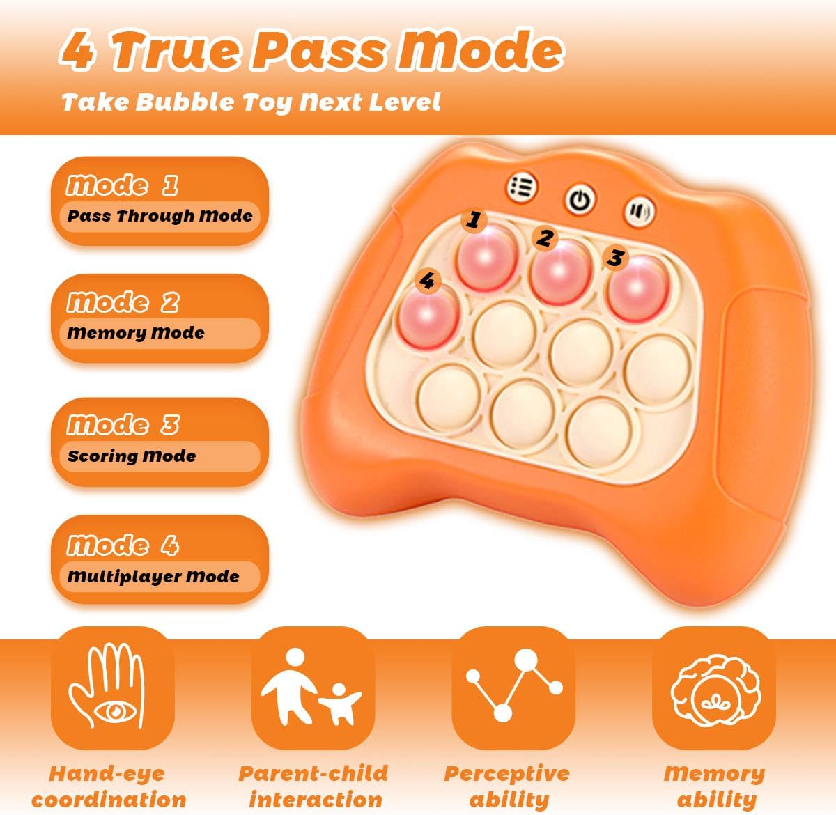 Pop Fidget Kids Quick Push Toy Game, Fast Push Handheld Games Toys for Ages 8-13,Bubble Stress Pop Light up Game, Birthday Xmas Gift,Autism Relief Relief For 3 4 5 6 7 8 9 Year Old Girls, Pink