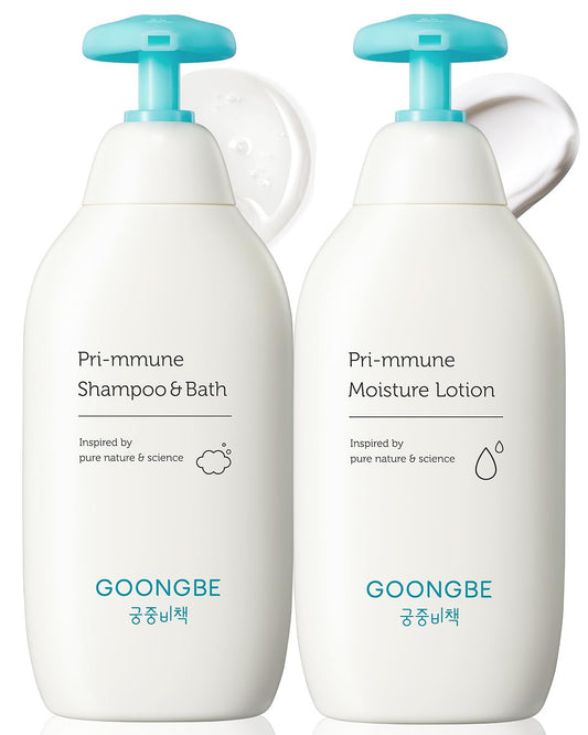 Pri-mmune Shampoo Bath & Moisture Lotion - Korean Baby Cleanser and Body Lotion - Hypoallergenic Moisturizing & Calming Daily Skincare - Gentle Cleanse, Naturally Derived, 11.8 oz.