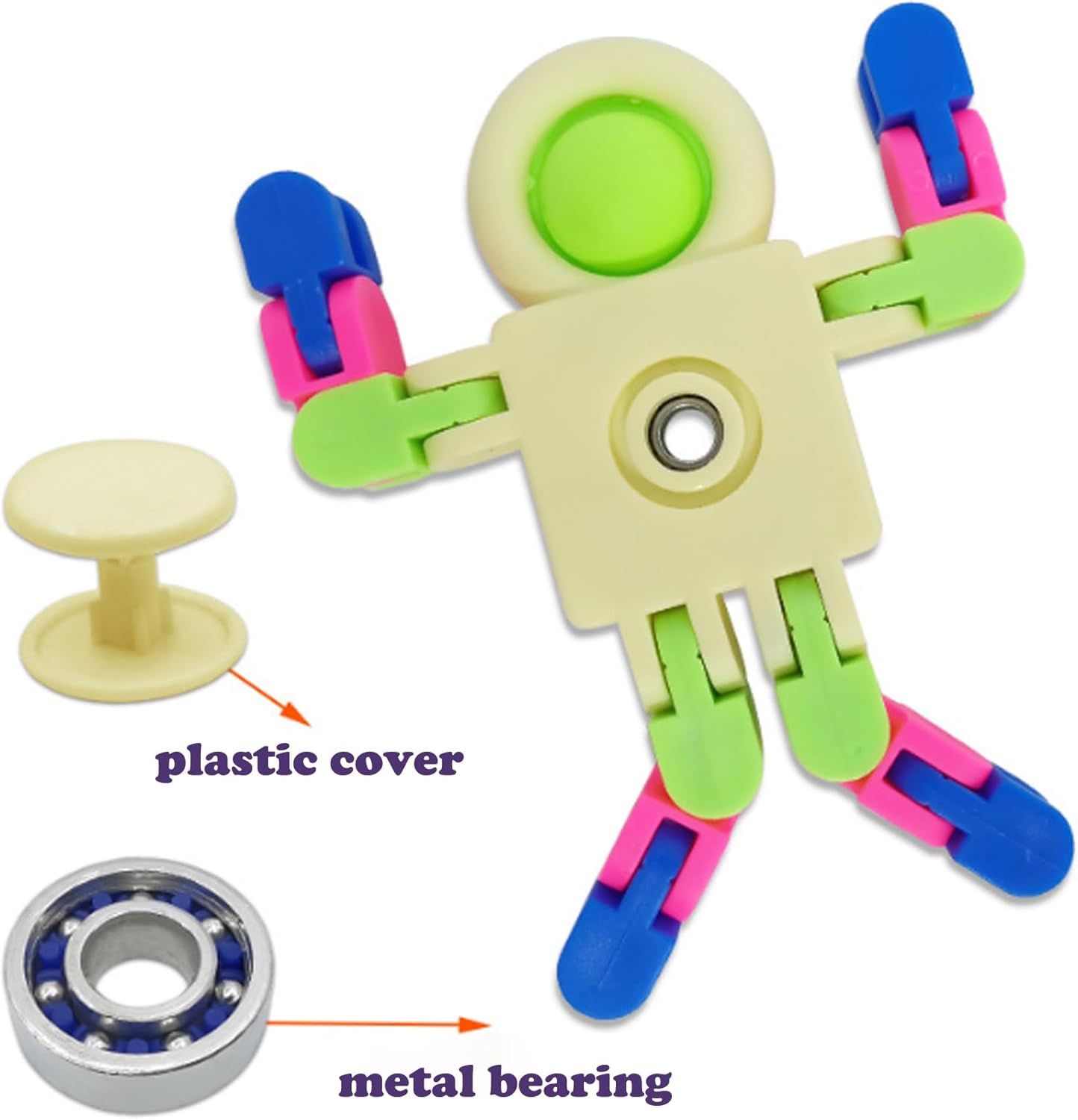 Fidget Spinners, Transformable Chain Robot Fingertip Toy, Gyro Fidget Sensory Toys, Stress Relief Fidget Toy for Kids Adult, Pinata Goodie Bag Stuffers Birthday School Gift (8 Pack)