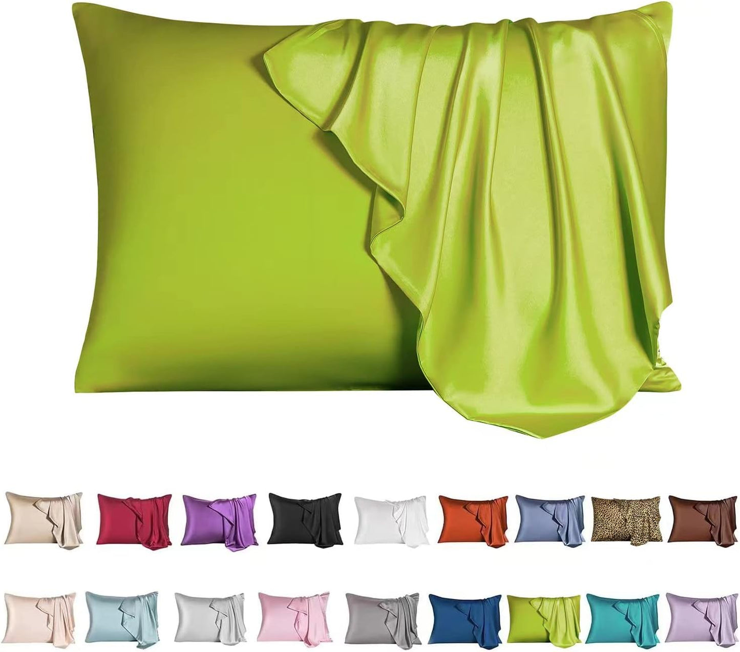 Mulberry Silk Pillowcase for Hair and Skin,King Size Cooling Silk Pillow Case with Hidden Zipper,Allergen Proof Dual Sides Soft Breathable Smooth Silk Pillow Cover for Women(King,Avocado Green)