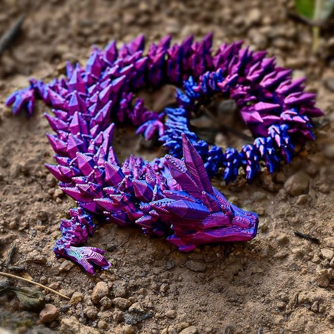 3D Printed Dragon Eggs with Dragon Inside, Articulated Crystal Dragon in Egg, Executive Dragon Fidget Desk Toys for Gifts, Home Office Decor (Purple)