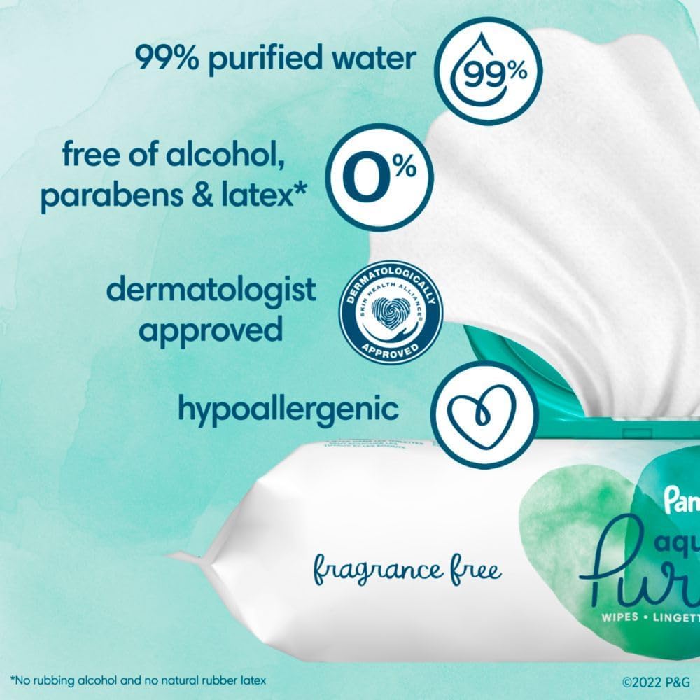 pampers aqua pure baby wipes 56 ct OLD