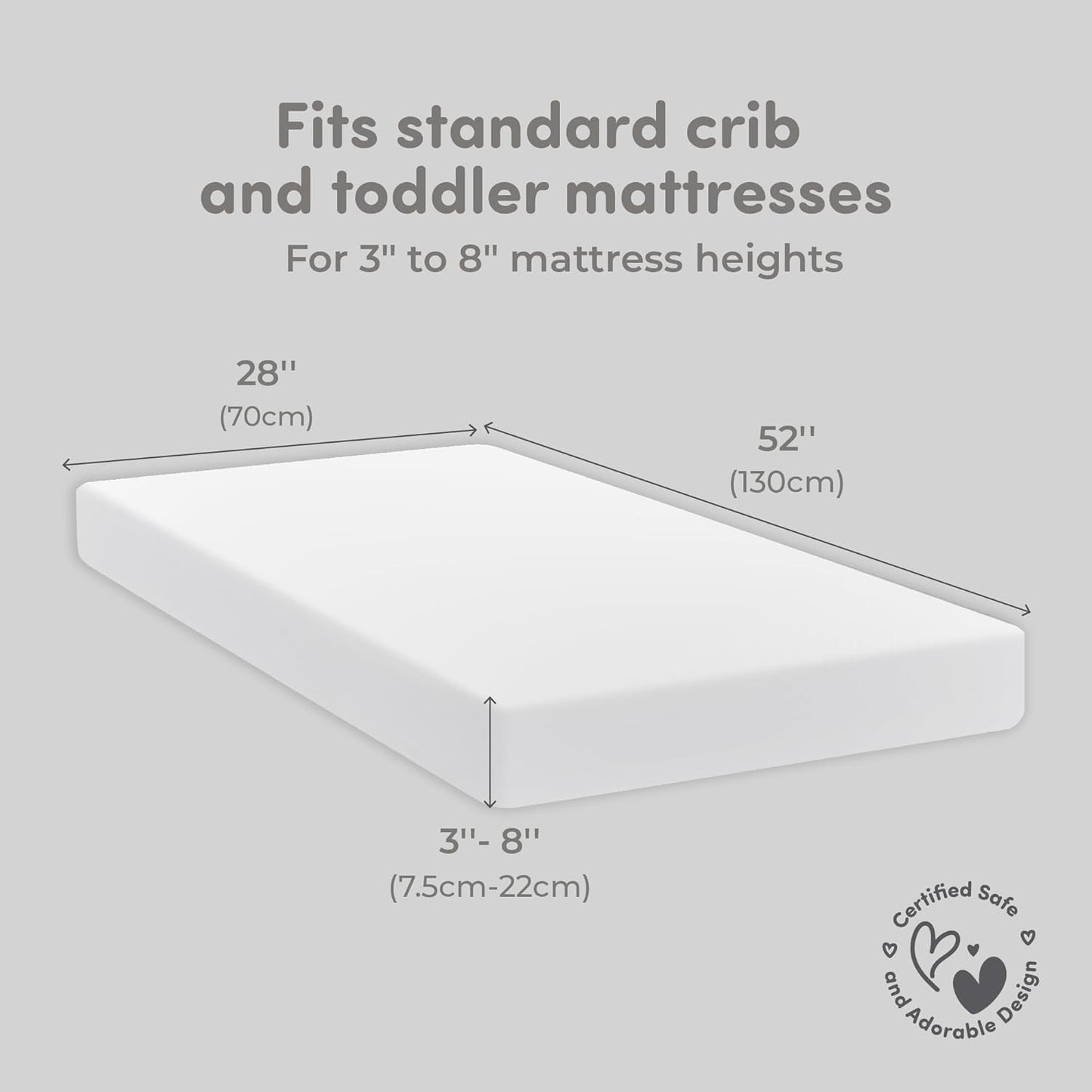 Sweety Fox 2-Pack Crib Sheets - Soft Cotton Jersey Fitted Sheets for Boys and Girls, Mini Crib Sheets, Toddler Bed Sheets (White)