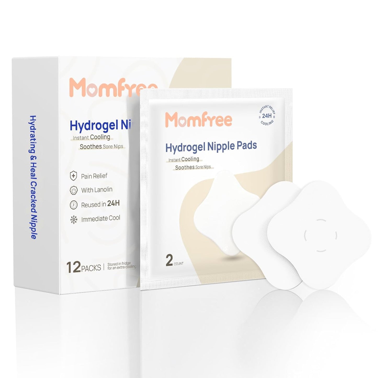 Hydrogel Soothing Gel Pads for Breastfeeding: Breast Pads Reusable for Instant Pain Relief | Provides Cooling Effect | Healing Nipples - 12 Packs(24 Count)