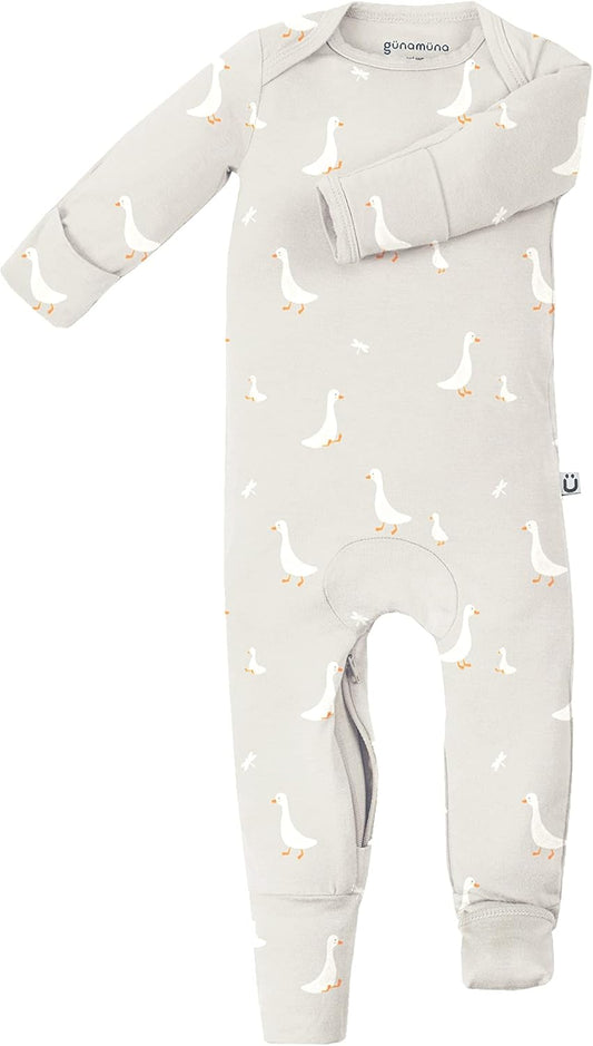 GUNAMUNA Unisex Baby Toddler Ultra-Soft Convertible Pajama, Footie or Romper Sleeper with Diaper Zipper, Newborn to 24 Months