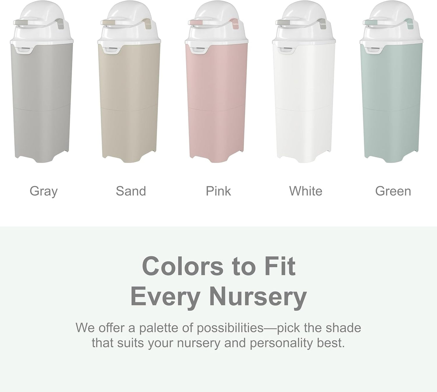 Foundations Tall Diaper Pail with Airtight Lid - Durable & Odorless Diaper Disposal, Large Capacity, Holds up to 60 Newborn Diapers, Refill with Any Bags - Gray