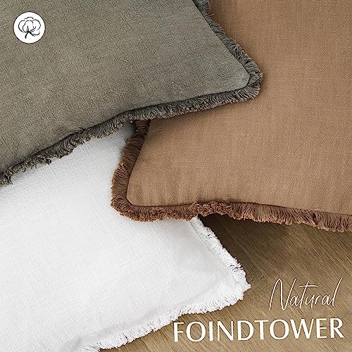 Foindtower Decorative Linen Fringe Throw Pillow Covers Cozy Boho Farmhouse - Image 4