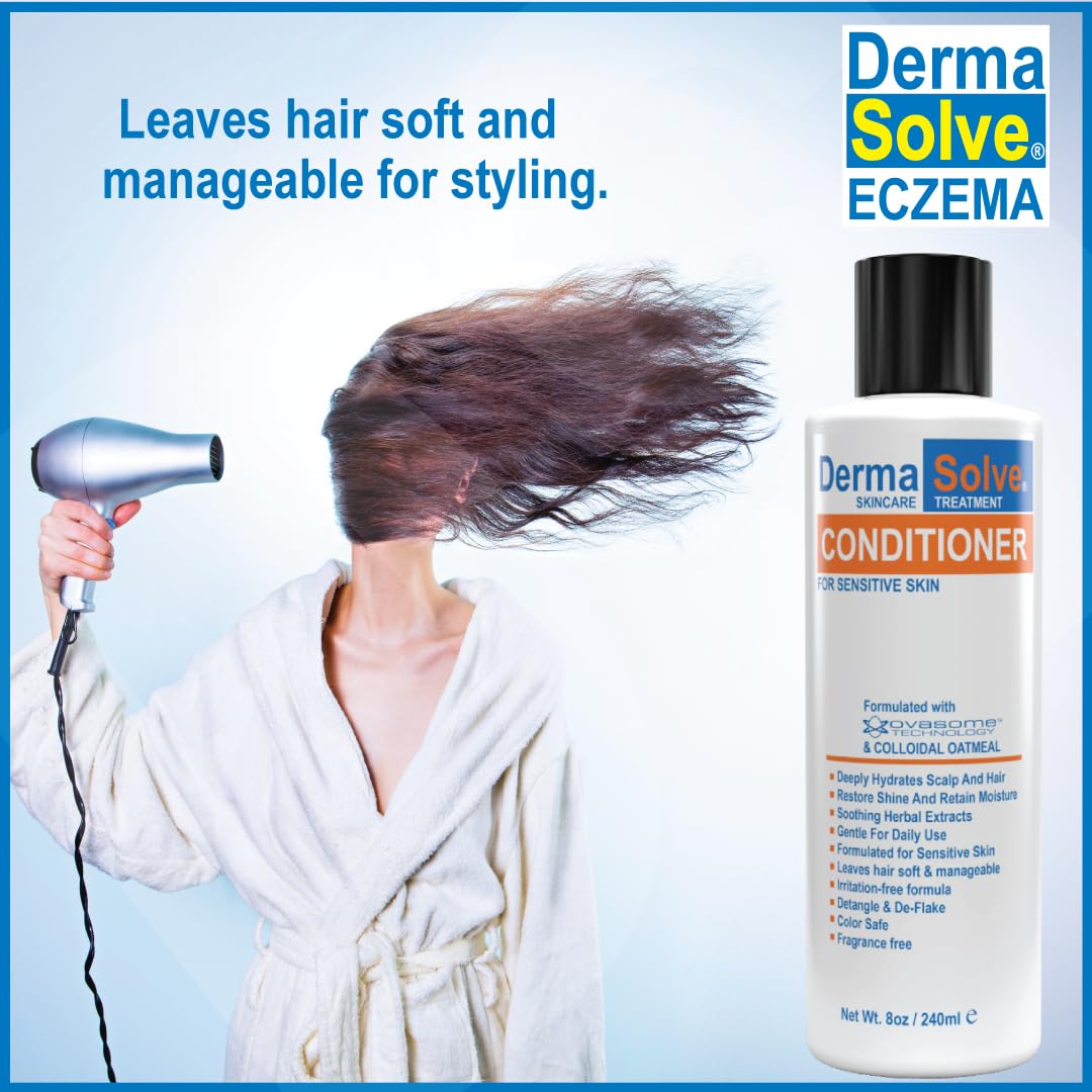 Eczema Shampoo & Conditioner (Combo Pack) - Flare Control Scalp & flake Relief Therapy that Protects, Moisturizes, and Repairs Skin by DermaSolve - Kids & Adults - Steroid Free