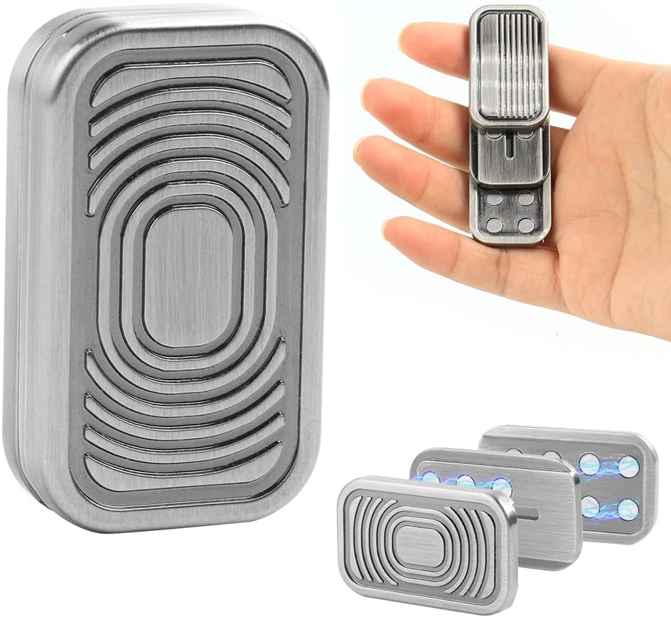 Magnetic Metal Fidget Toys - Metal Push Card Fidget Slider Stress Relief Toy, Men’s EDC Toy Fidget Toy Haptic Coin, Office Desk Toys Gifts for Boyfriend and Father (CP-3)