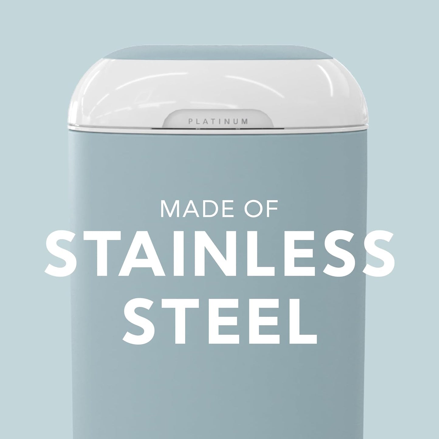 Diaper Genie Platinum Pail (Glacial Blue) is Made in Durable Stainless Steel and Includes 1 Easy Roll Refill with 18 Bags That can Last up to 5 Months.