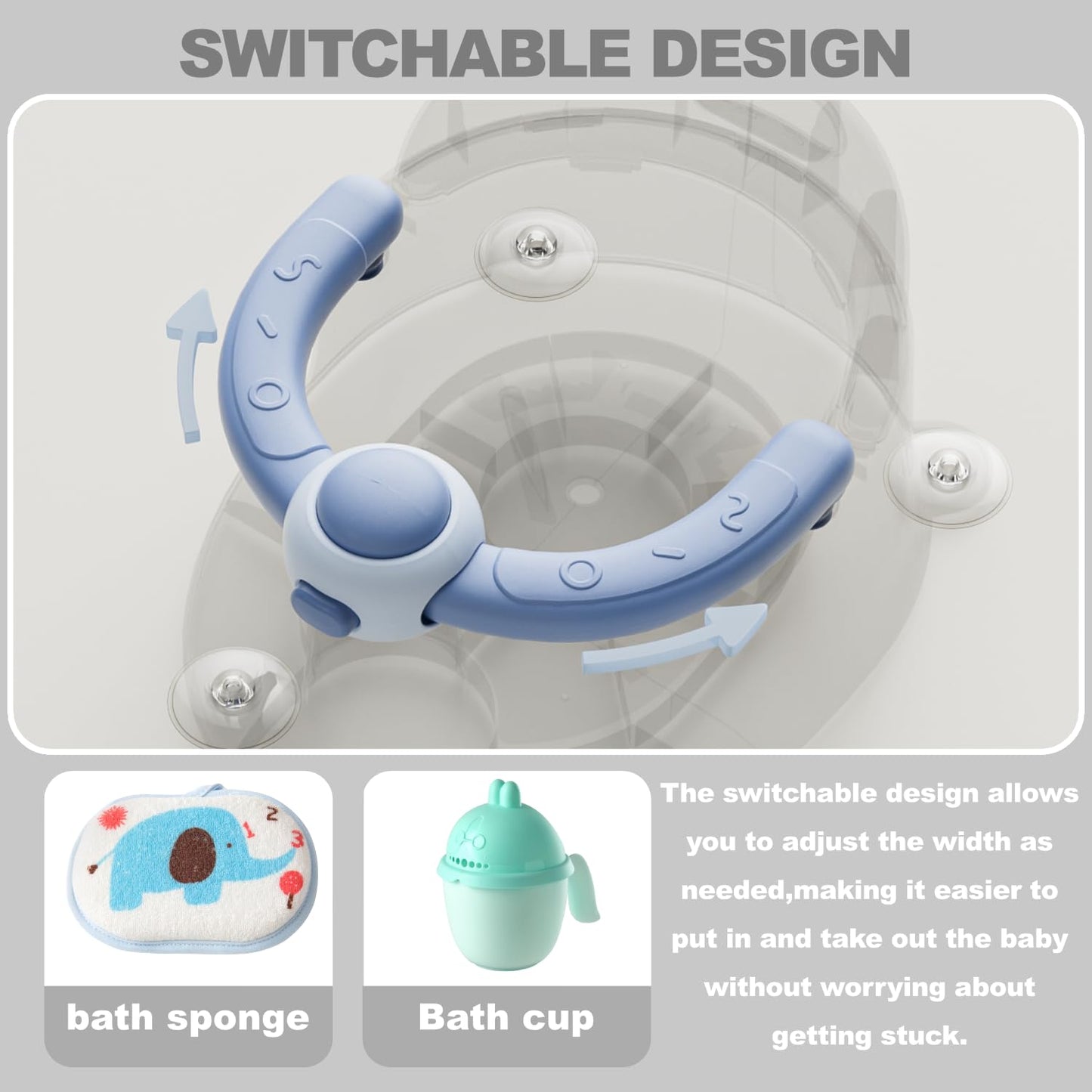 Baby Bath Seat, Baby Bath Seat for 6 Months & Up, Baby Bathtub Seat with Secure Suction Cups, Non-Slip Infant Bath Seat,Blue